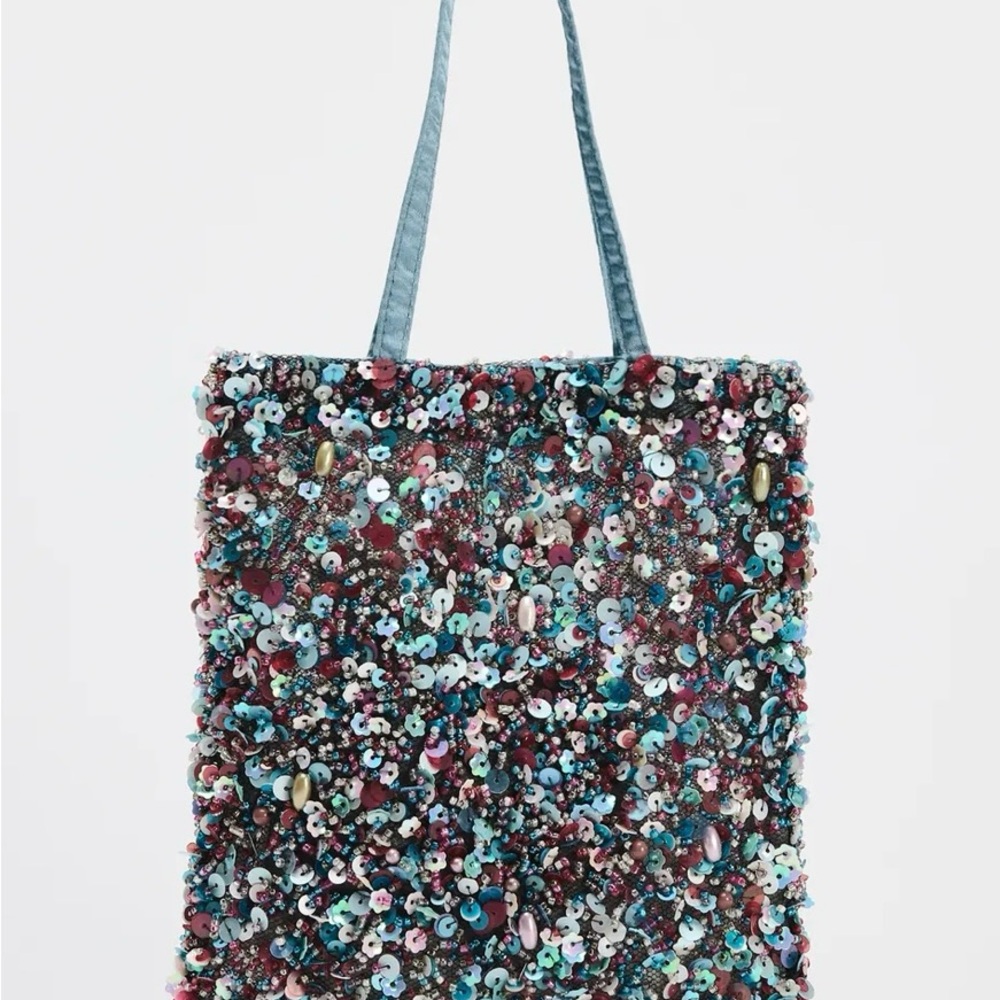 Zara Blue and Pink Mini Bag with Sequin Design